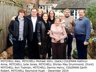 MITCHELL Alex, MITCHELL Michael John, (back) COLEMAN Kathryn Anne, MITCHELL Julie Jones, MITCHELL Shirley May Drummond, (front) MITCHELL Ann Todman, MITCHELL Dennis Henry, COLEMAN Garth Robert, MITCHELL Raymond Hugh - December 2014